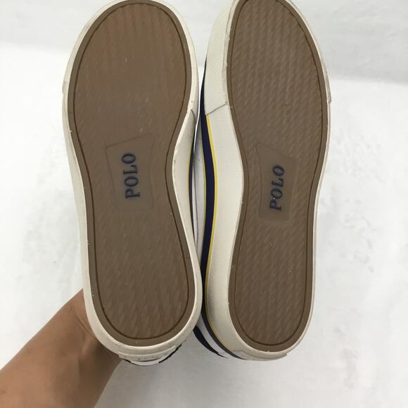 Polo Ralph Lauren Sayer Trainers Canvas White/navy Men's Sz 7 - Picture 7 of 8